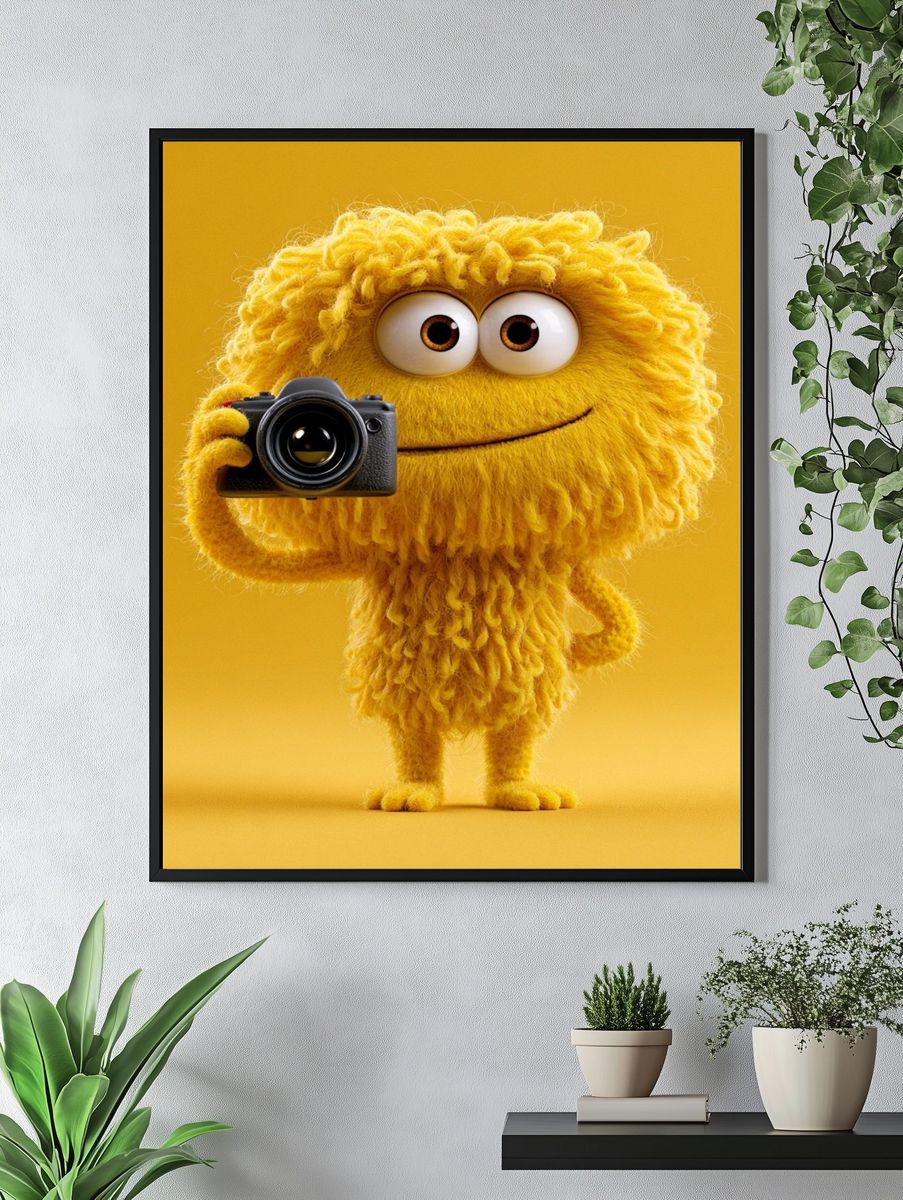 Yellow Camera Character Illustration Poster. — room view 4