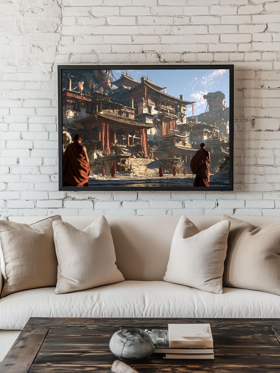 Futurist Monastery Temple Poster. — room view 1