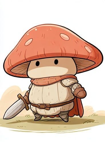 Mushroom Knight Cartoon Poster. poster — illustration art