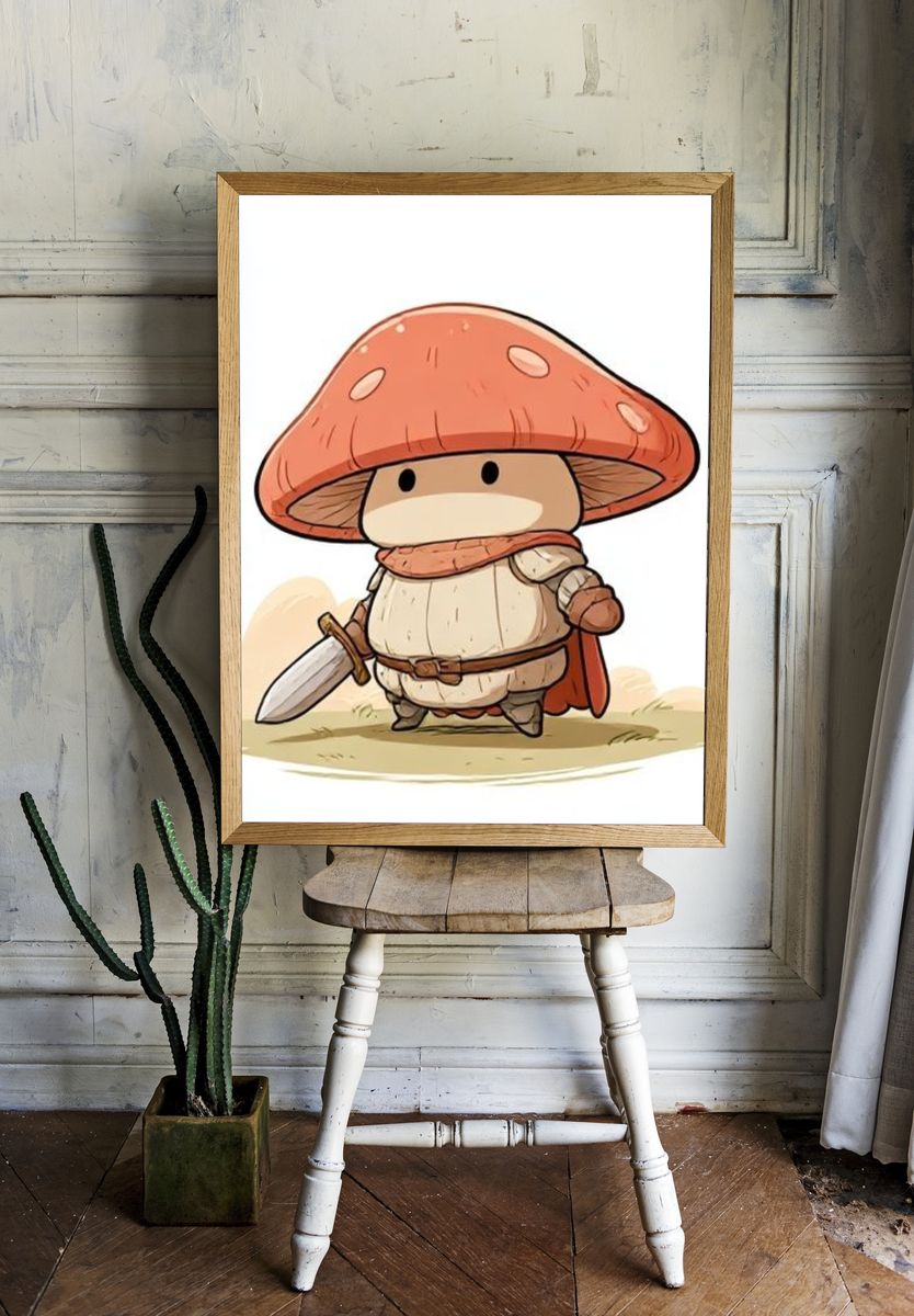 Mushroom Knight Cartoon Poster. — room view 1
