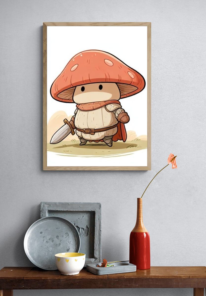 Mushroom Knight Cartoon Poster. — room view 3