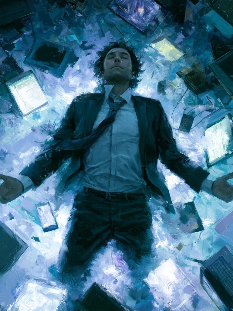 Floating Man Sci-Fi Illustration Poster. poster detail