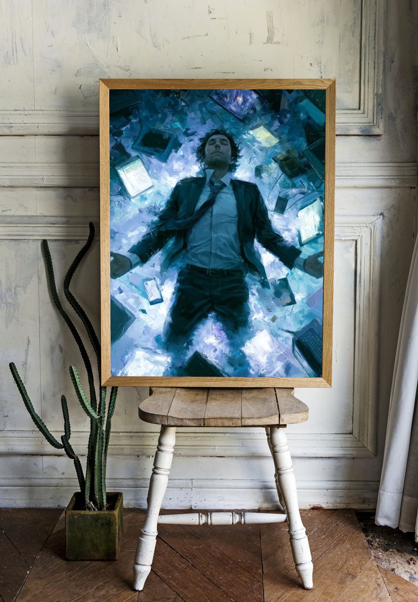 Floating Man Sci-Fi Illustration Poster. — room view 1