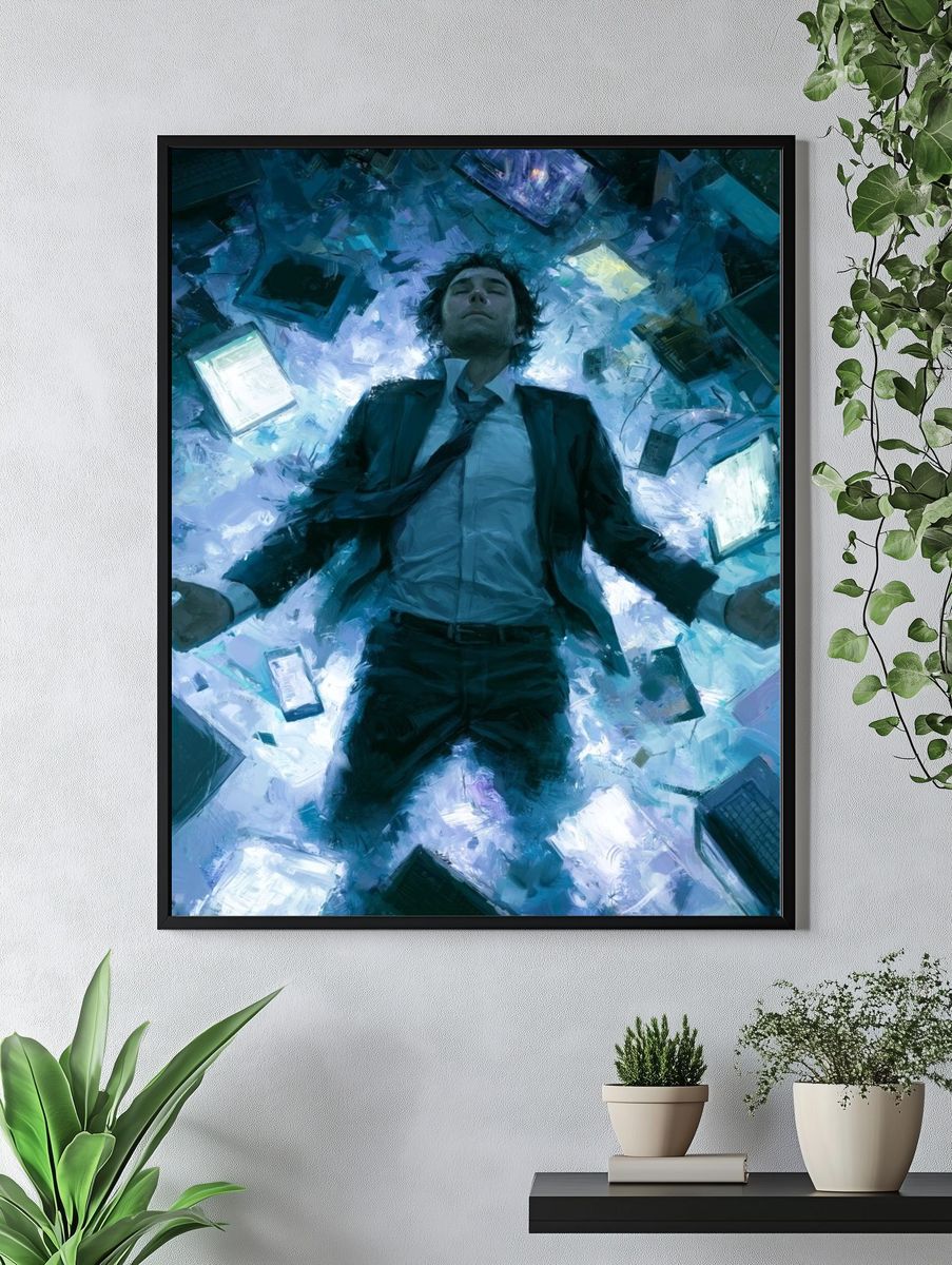 Floating Man Sci-Fi Illustration Poster. — room view 4