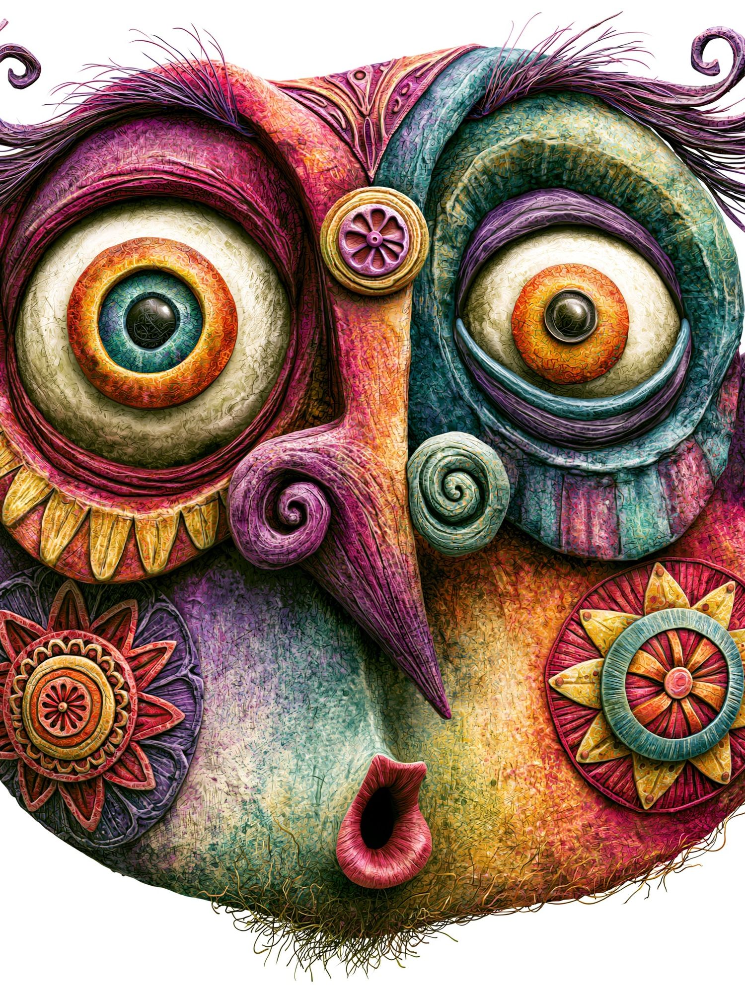 Whimsical Mask Face Illustration Poster. poster — illustration art