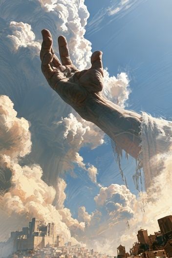Colossal Hand in the Sky Illustration Poster. poster detail