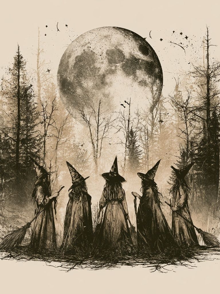 Witch Moon Forest Illustration Poster. poster detail
