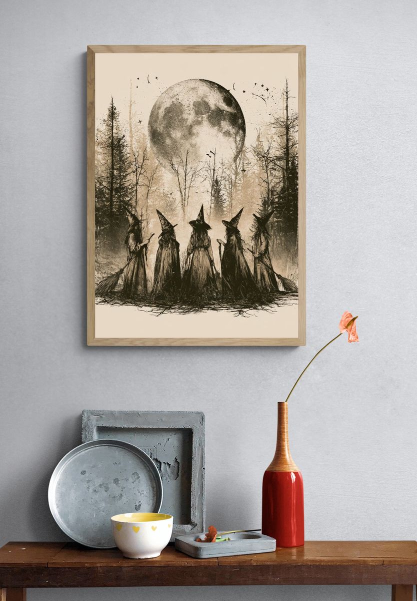 Witch Moon Forest Illustration Poster. — room view 3