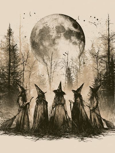 Witch Moon Forest Illustration Poster. poster