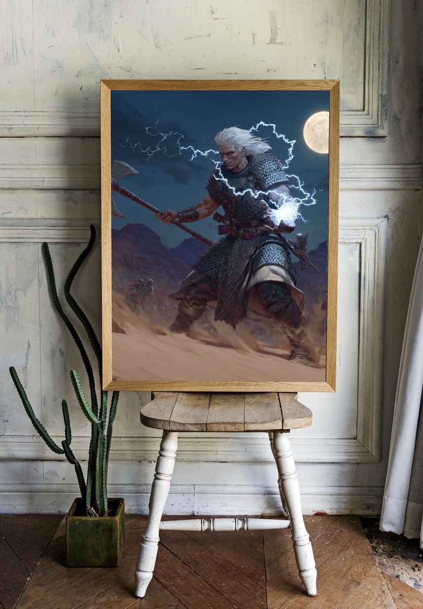 Storm Warrior Fantasy Print. — room view 1