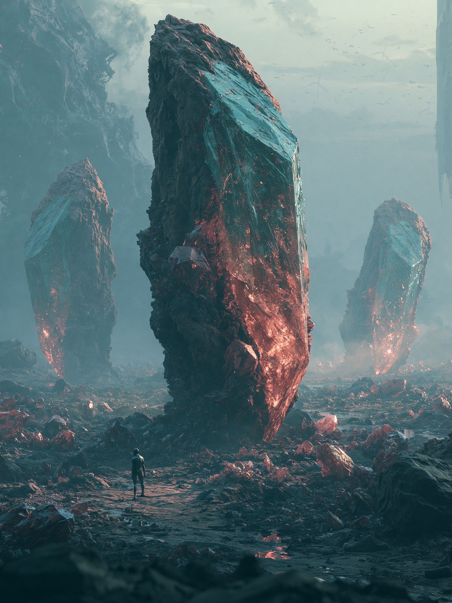 Alien Crystal Landscape Sci-Fi Print. poster detail
