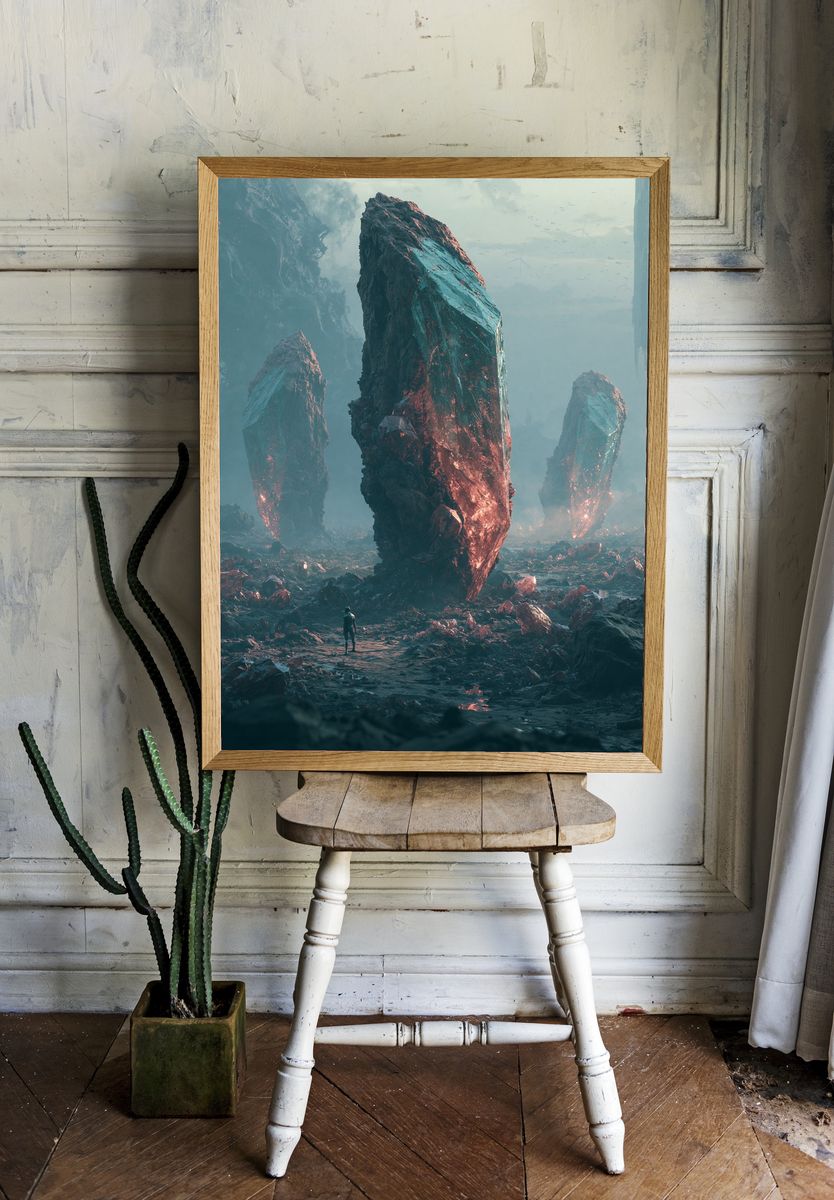 Alien Crystal Landscape Sci-Fi Print. — room view 1