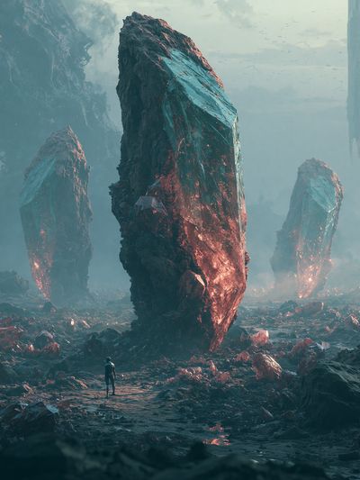 Alien Crystal Landscape Sci-Fi Print. poster
