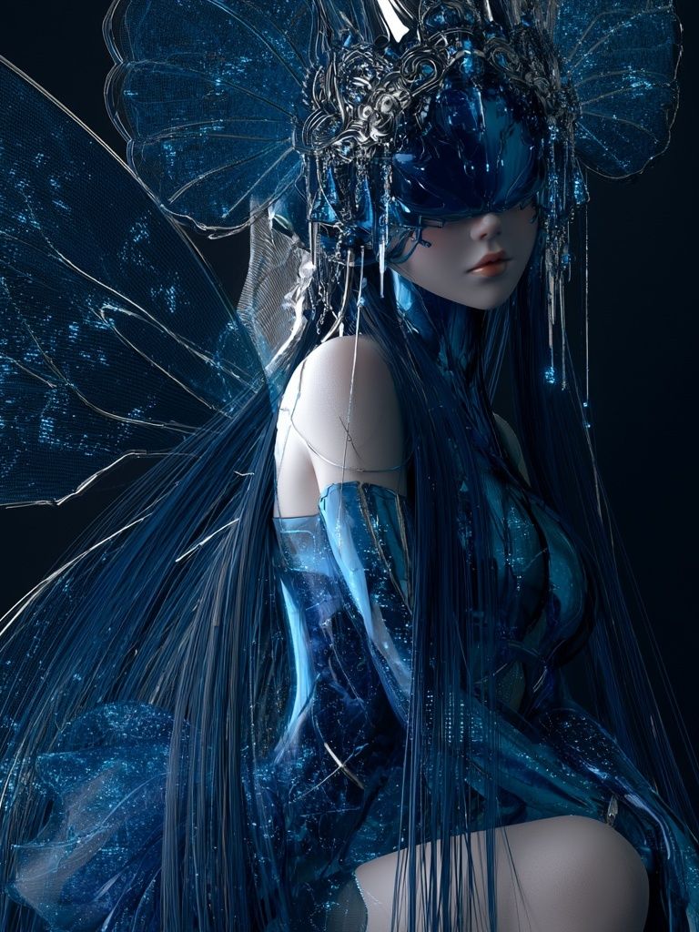 Blue Fairy Digital Art Poster. poster detail