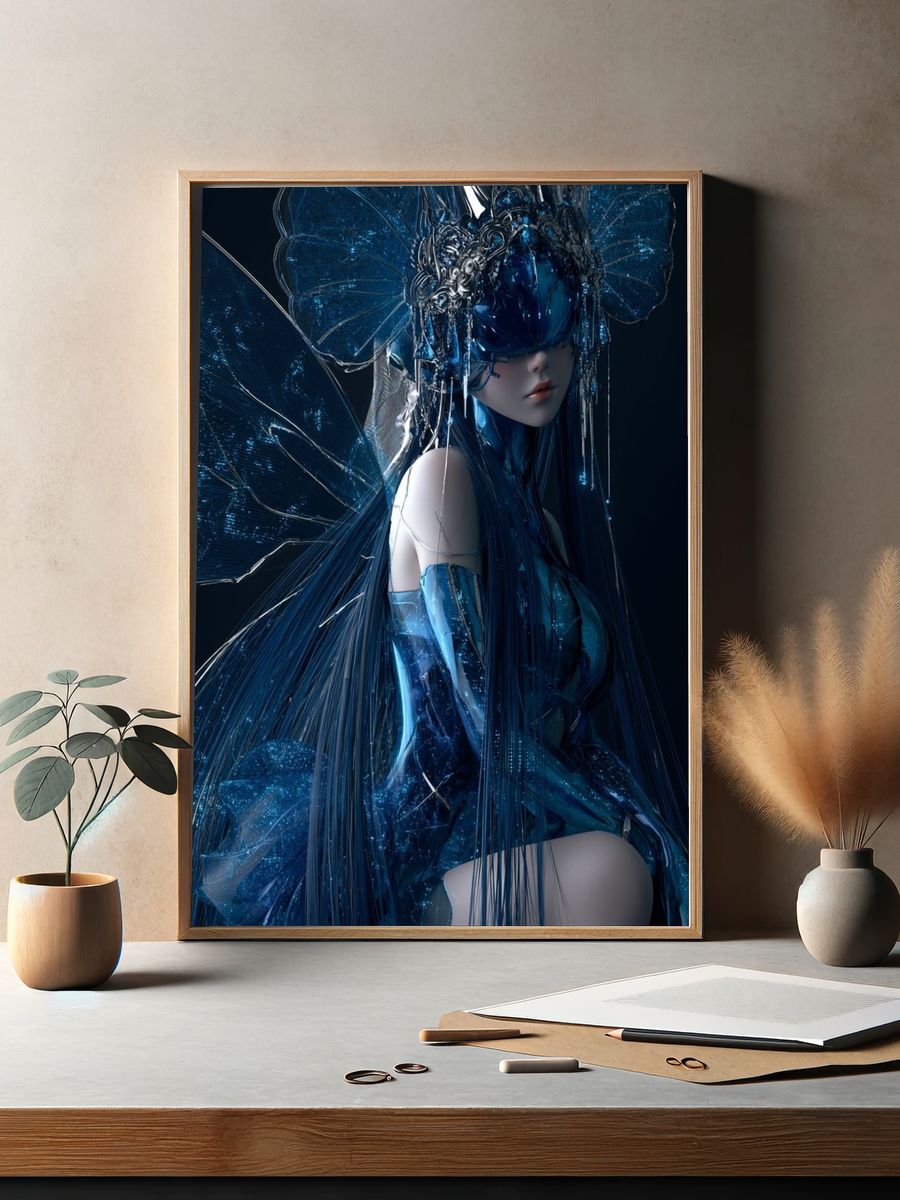 Blue Fairy Digital Art Poster. — room view 2