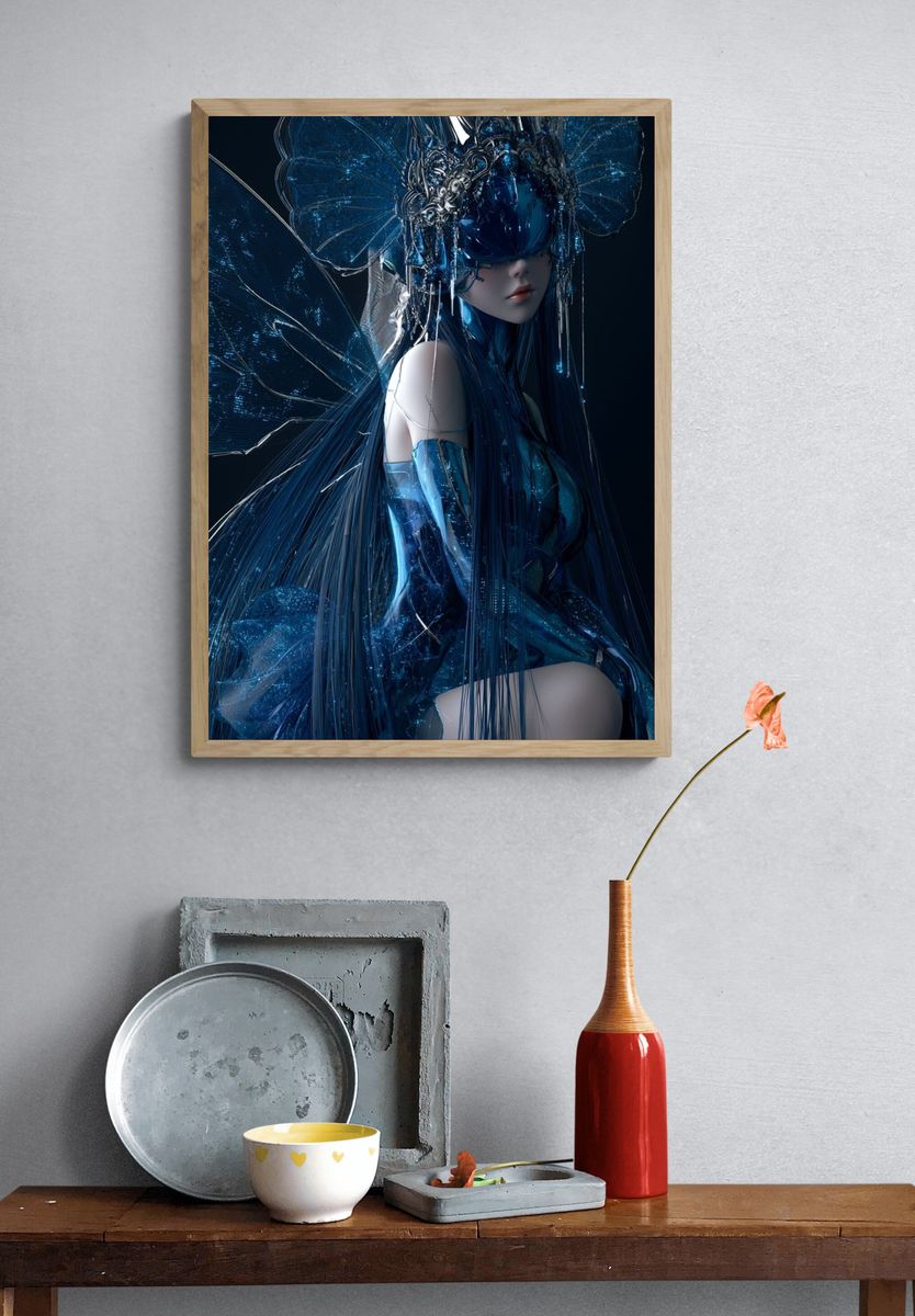 Blue Fairy Digital Art Poster. — room view 3