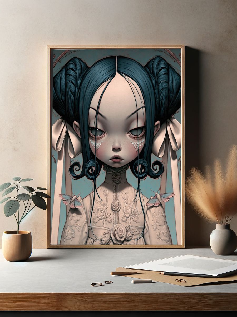 Gothic Doll Portrait Print. — room view 2