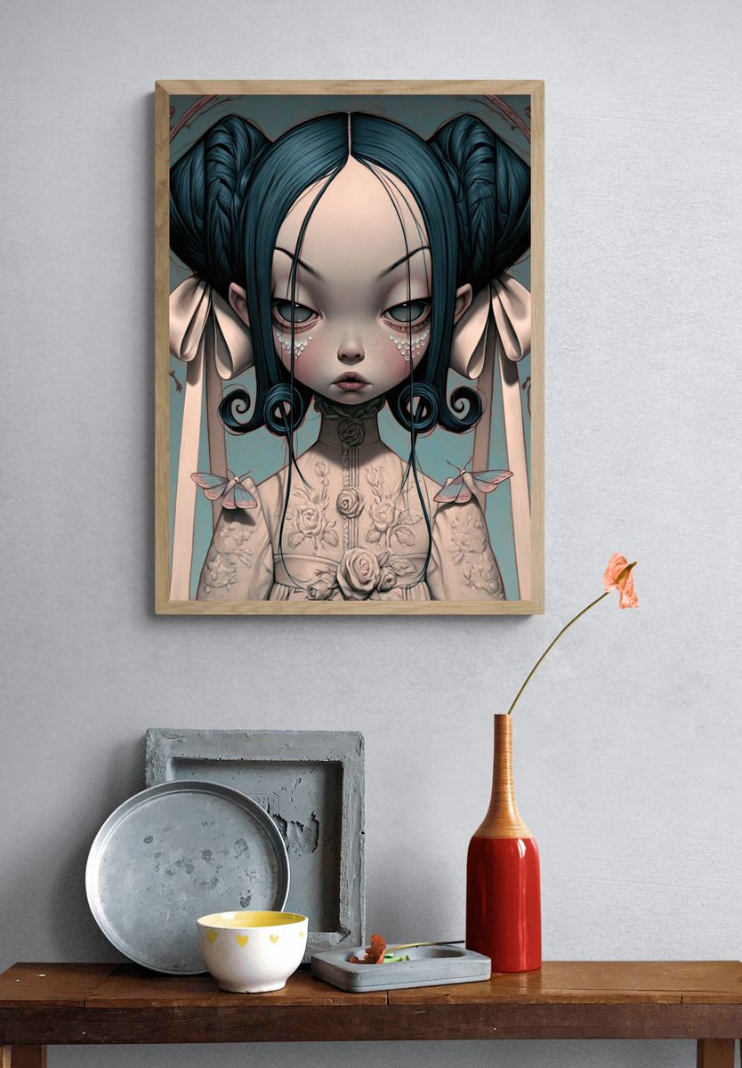 Gothic Doll Portrait Print. — room view 3