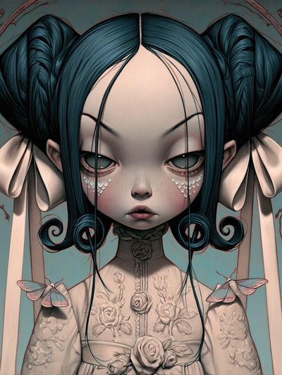 Gothic Doll Portrait Print. poster