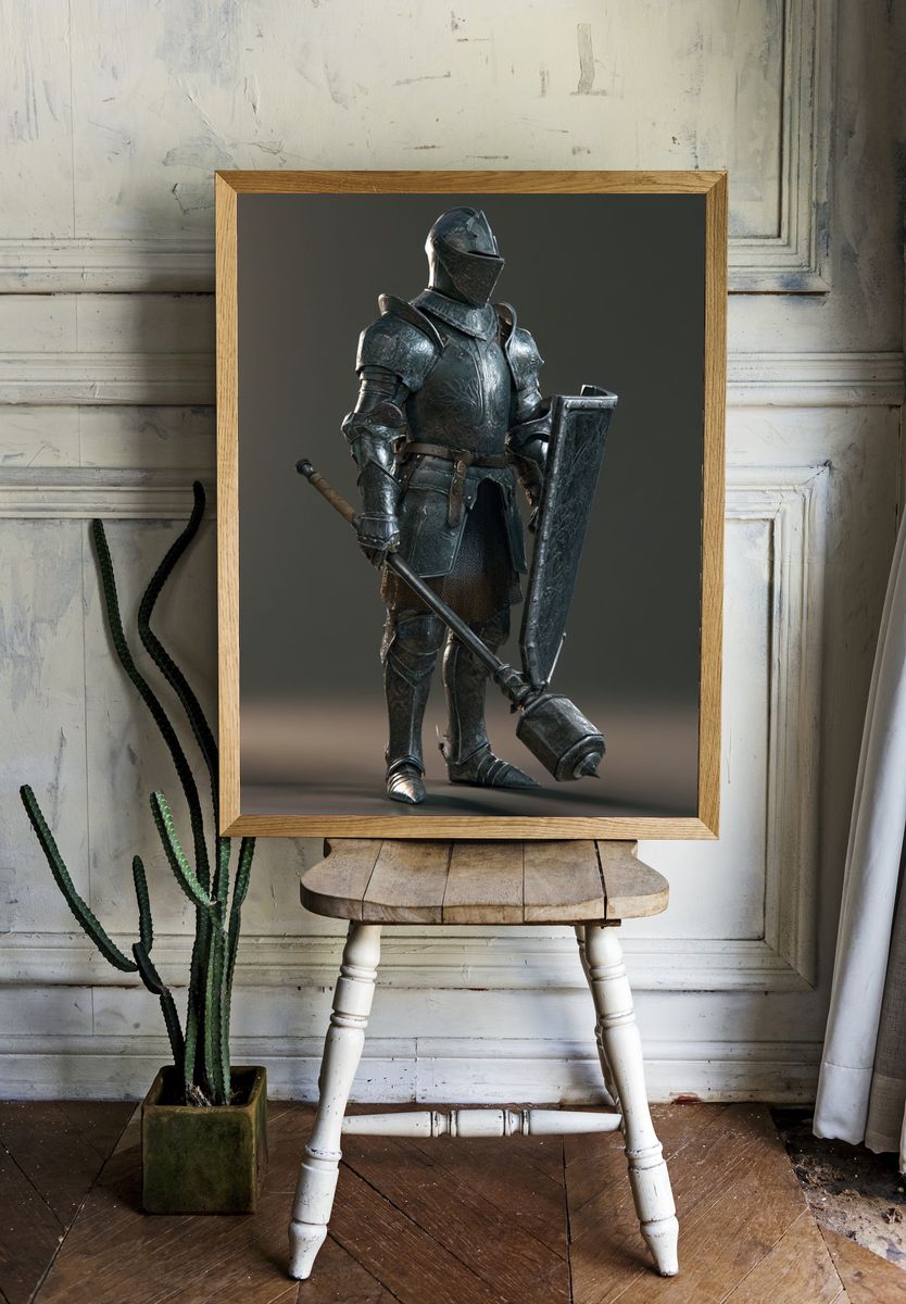 Armored Knight Fantasy Illustration Poster. — room view 1