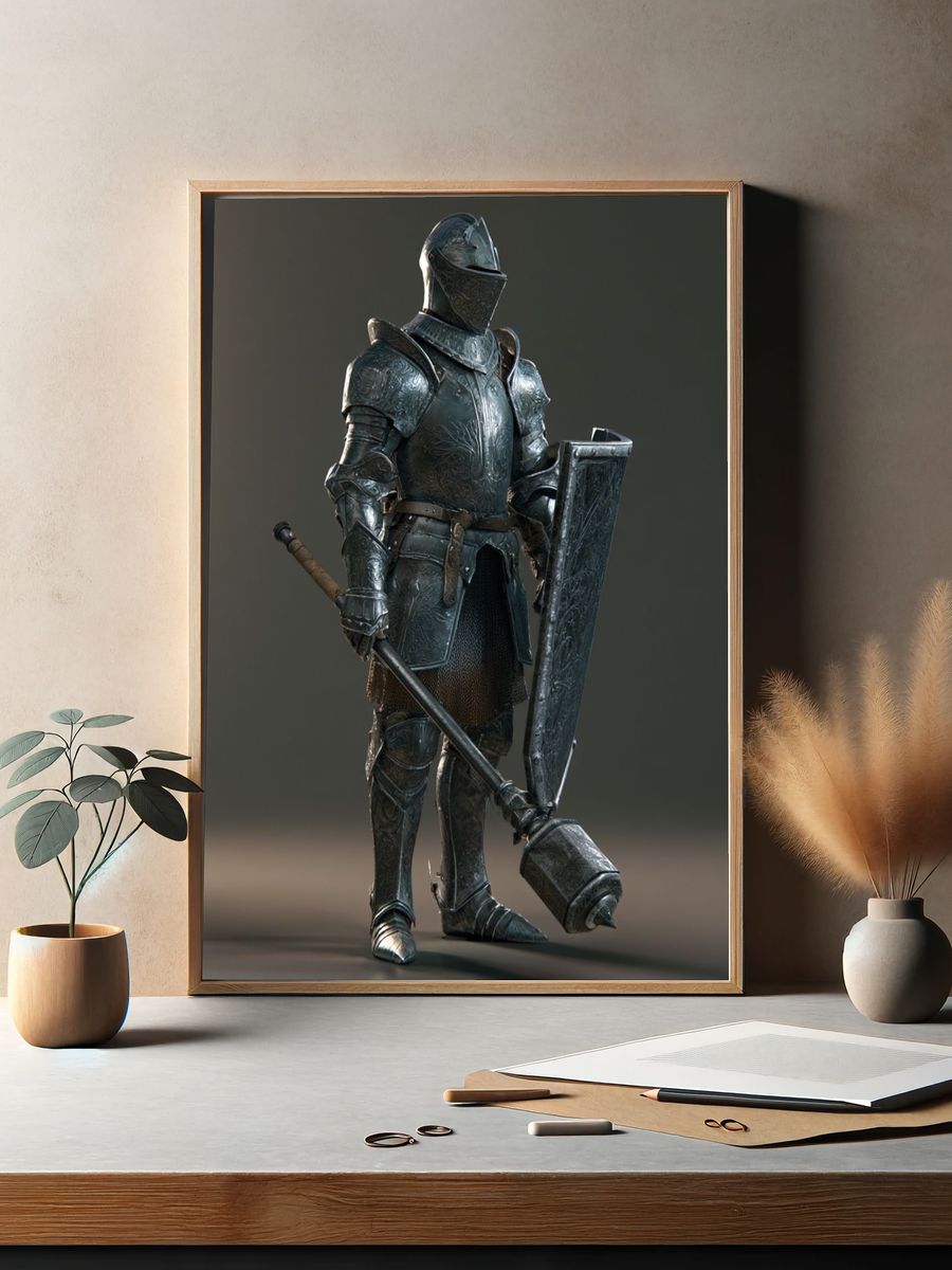 Armored Knight Fantasy Illustration Poster. — room view 2