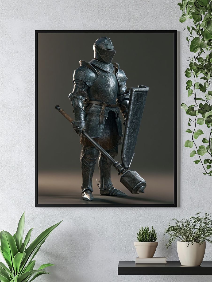 Armored Knight Fantasy Illustration Poster. — room view 4