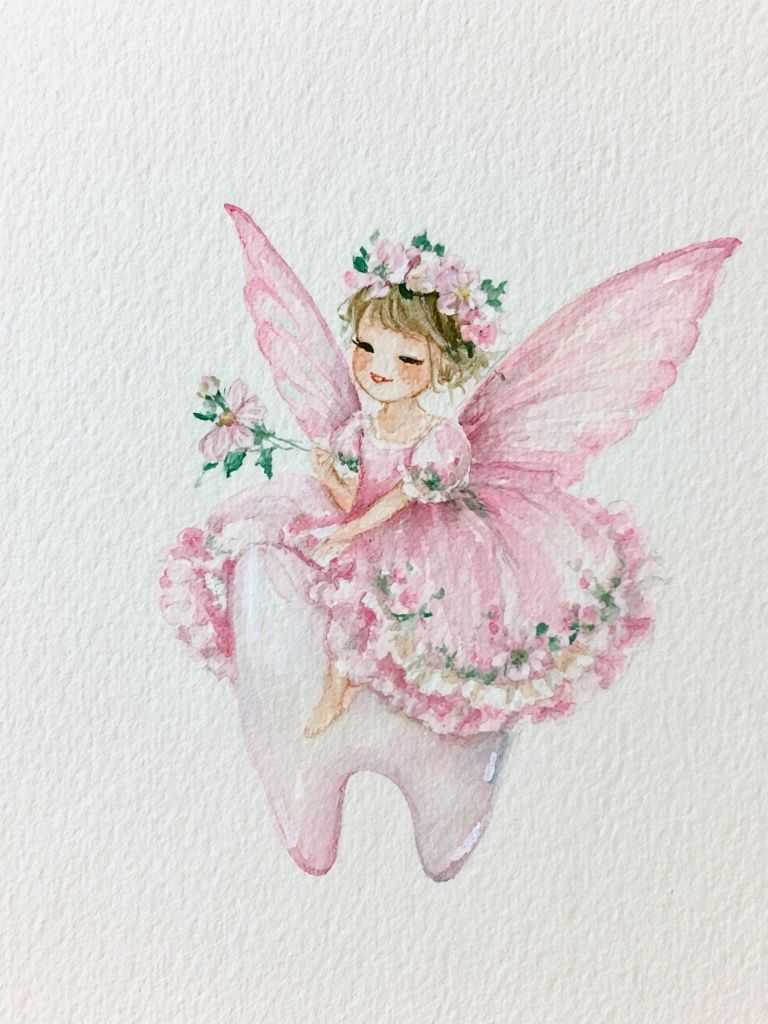 Pink Fairy Watercolor Print. poster — illustration art