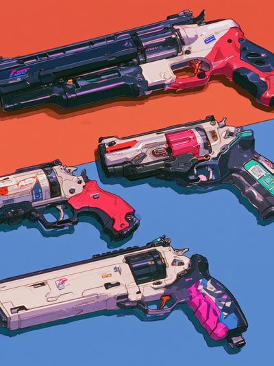 Futuristic Sci-Fi Pistols Illustration Poster. poster