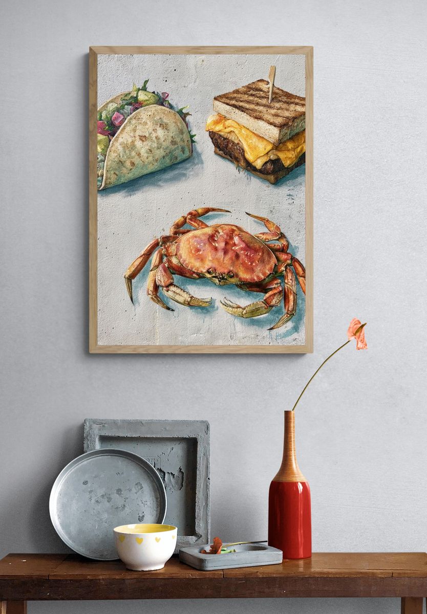 Seafood Watercolor Poster. — room view 3