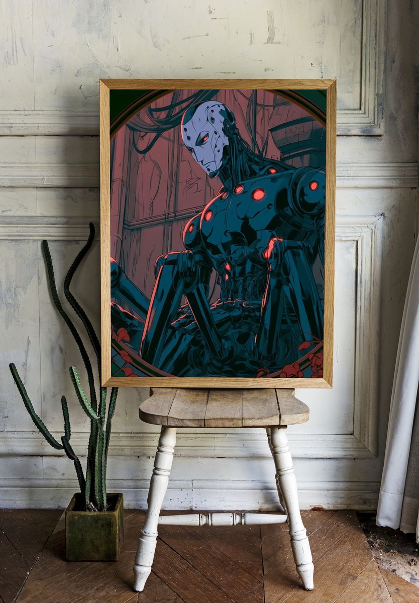 Neon Sunset Cityscape Print. room preview