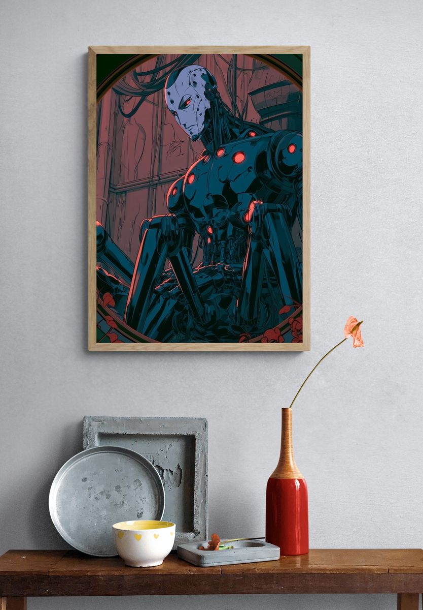 Neon Sunset Cityscape Print. — room view 3