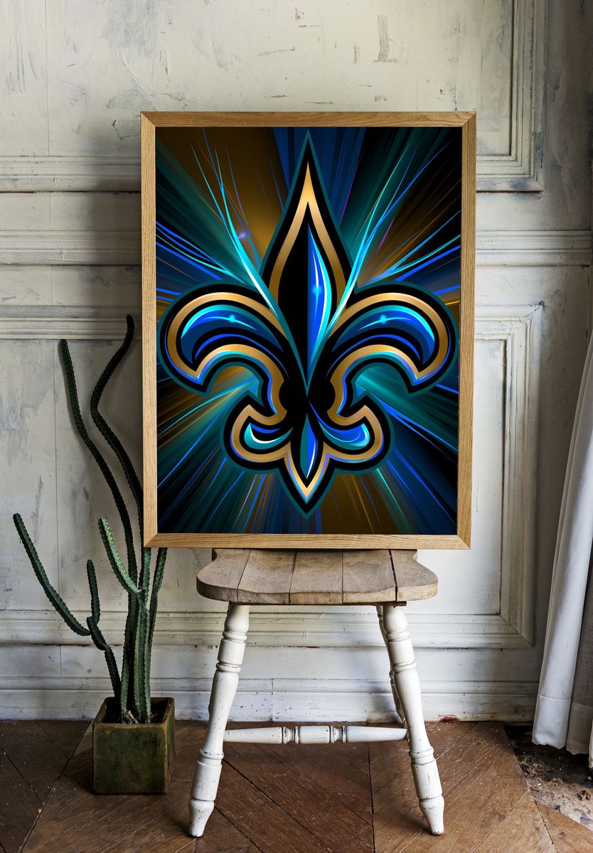 Neon Fleur-de-Lis Abstract Poster. room preview