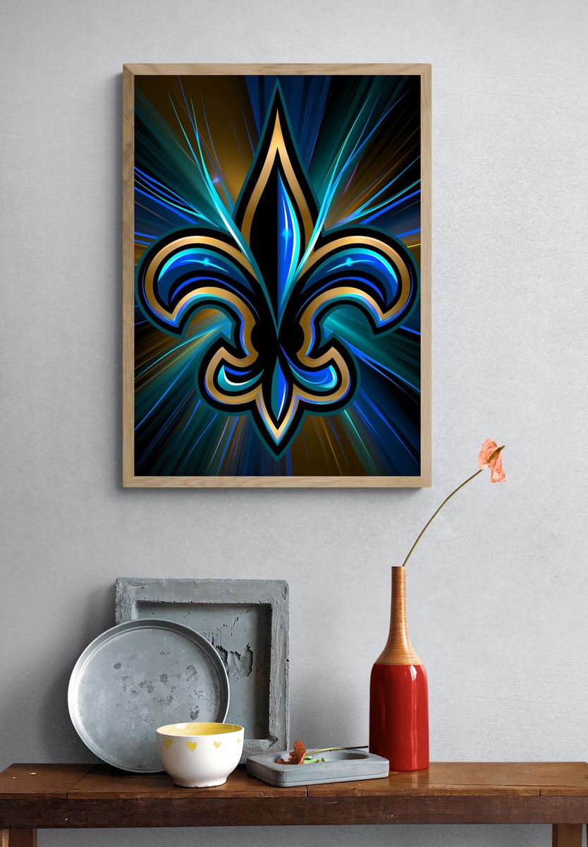 Neon Fleur-de-Lis Abstract Poster. — room view 3