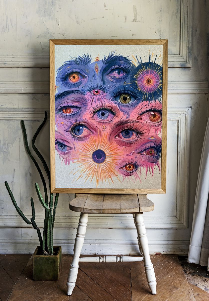 Surreal Eyes Collage Print. — room view 1
