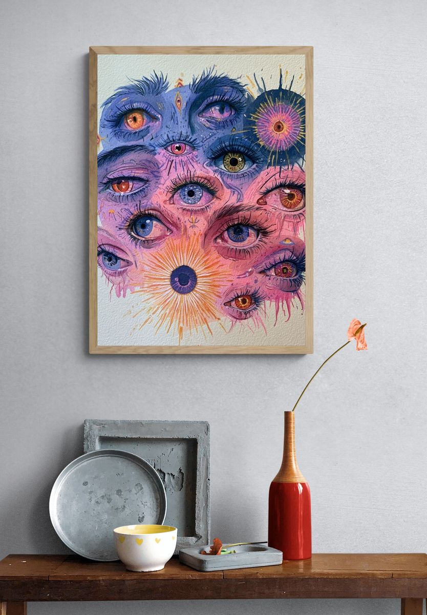 Surreal Eyes Collage Print. — room view 3