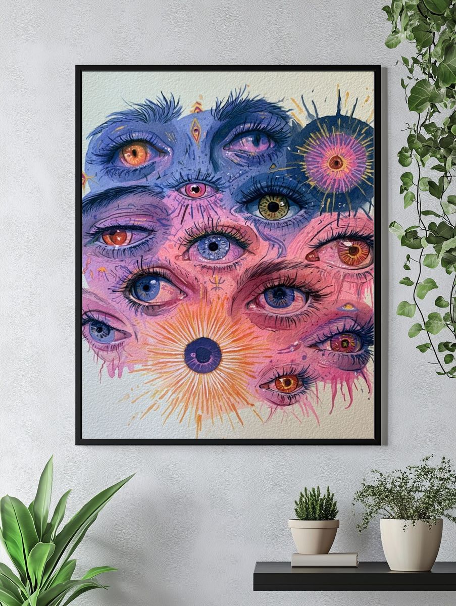 Surreal Eyes Collage Print. — room view 4
