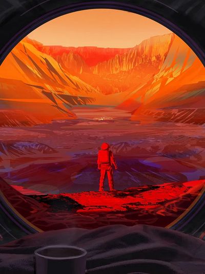 NASA Astronaut Stands Mars (2020). poster print