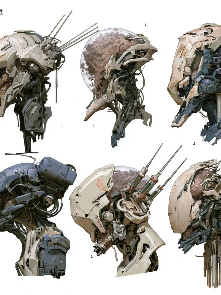 Mecha Helmet Studies Illustration Poster. poster — illustration art