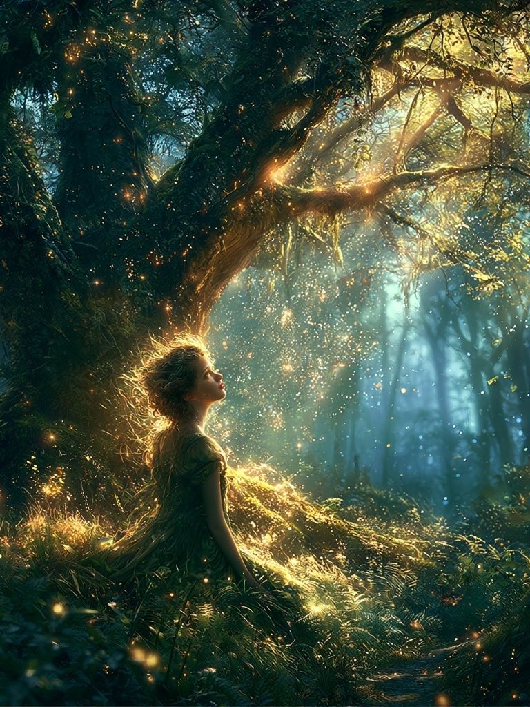 Enchanted Forest Girl Illustration Poster. poster detail