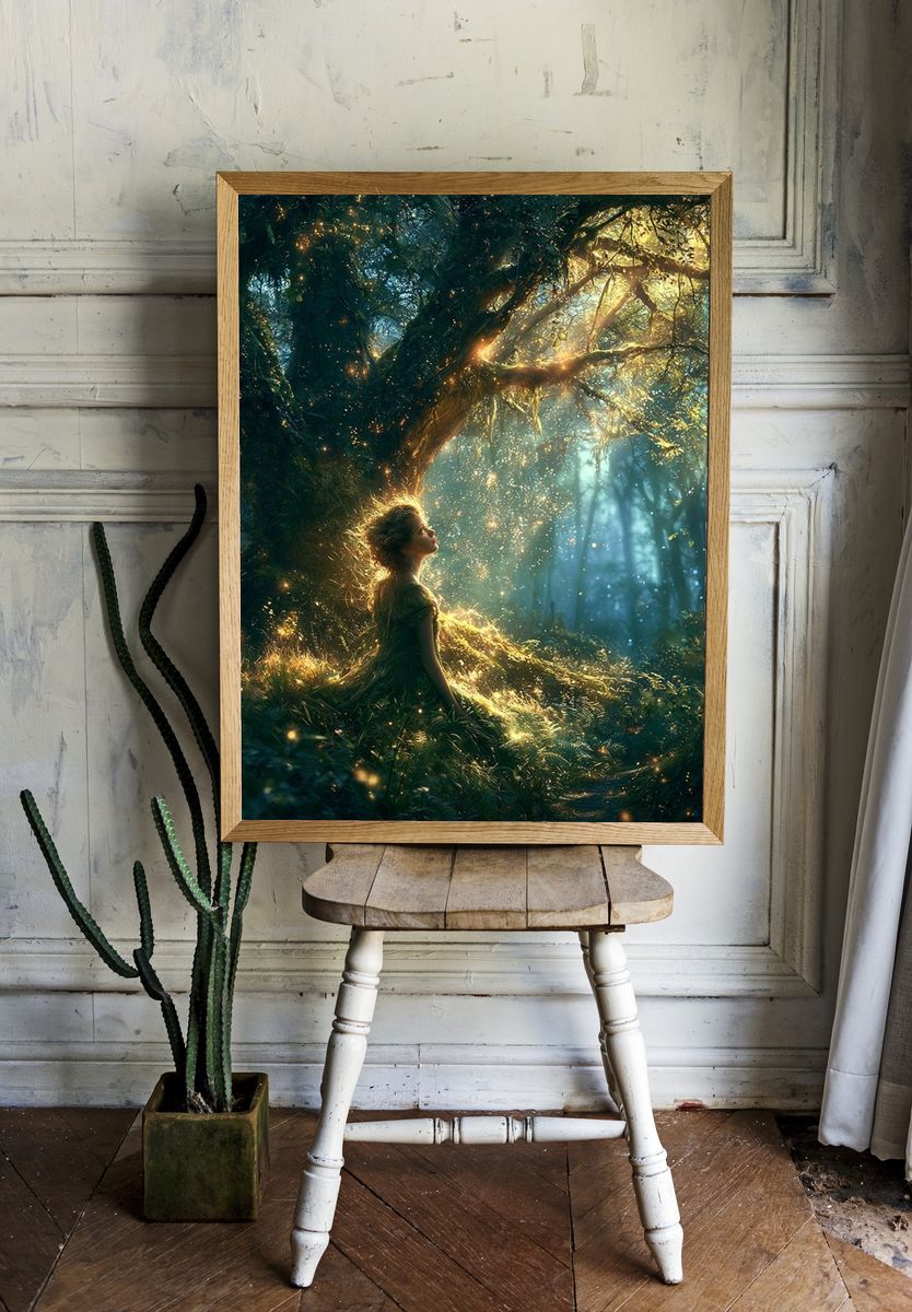 Enchanted Forest Girl Illustration Poster. — room view 1