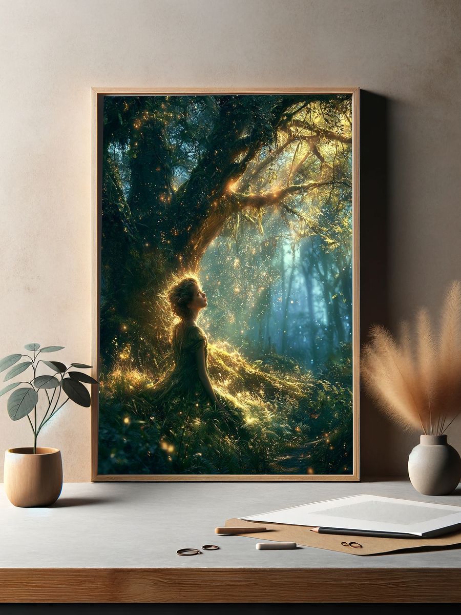 Enchanted Forest Girl Illustration Poster. — room view 2