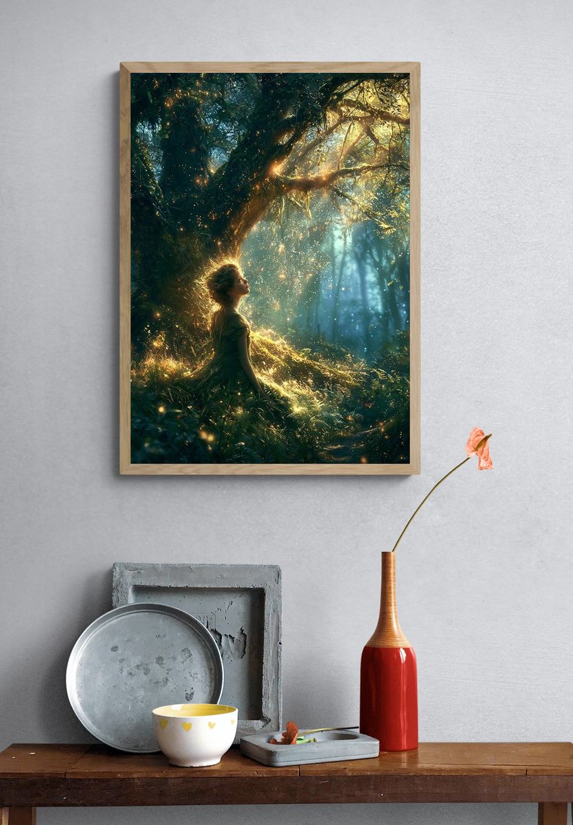 Enchanted Forest Girl Illustration Poster. — room view 3