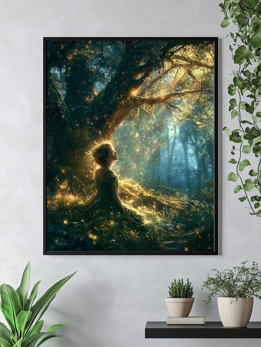 Enchanted Forest Girl Illustration Poster. — room view 4