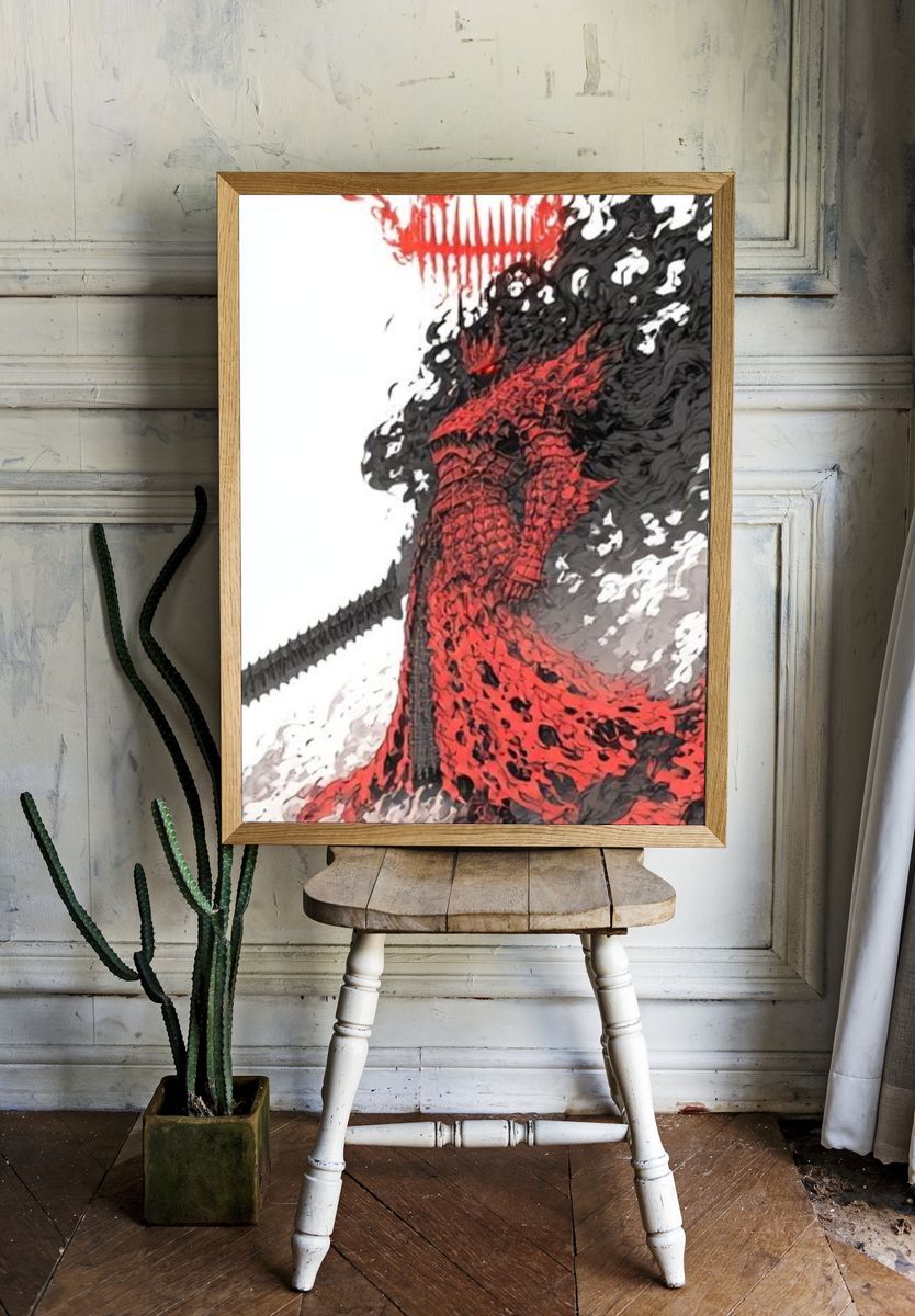 Crimson Inferno Figure Illustration Poster. — room view 1