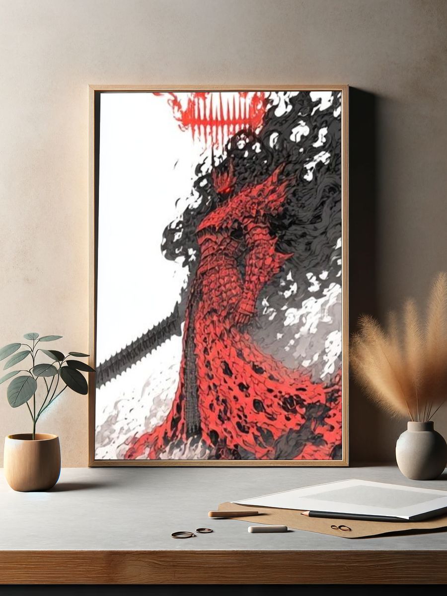 Crimson Inferno Figure Illustration Poster. — room view 2