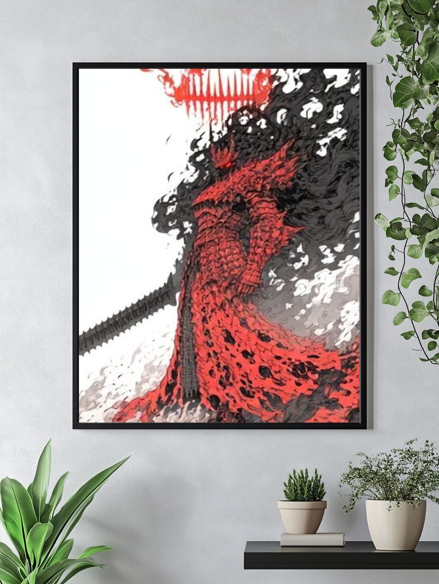Crimson Inferno Figure Illustration Poster. — room view 4
