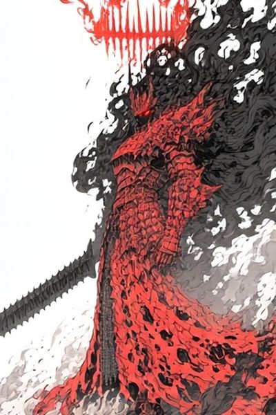 Crimson Inferno Figure Illustration Poster. poster