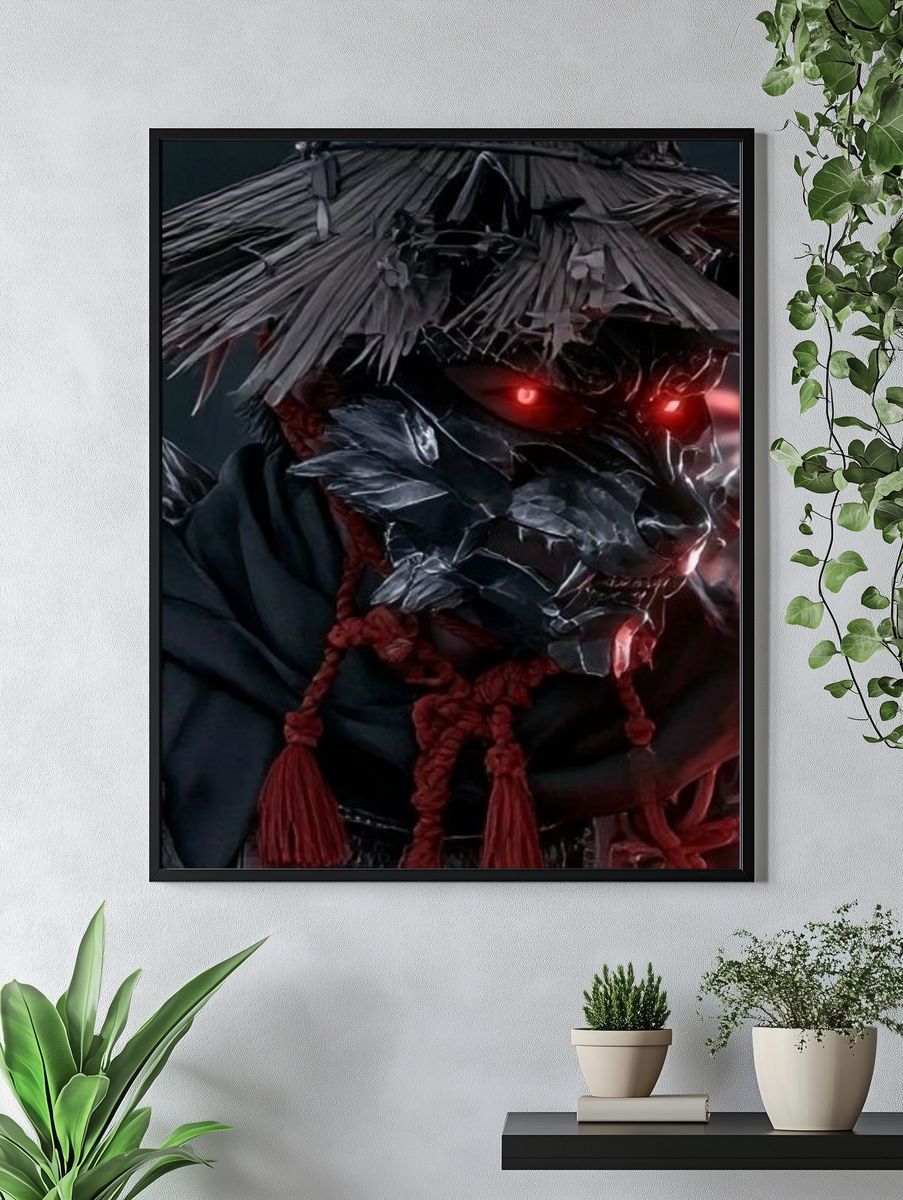 Samurai Mask Digital Art Poster. — room view 4