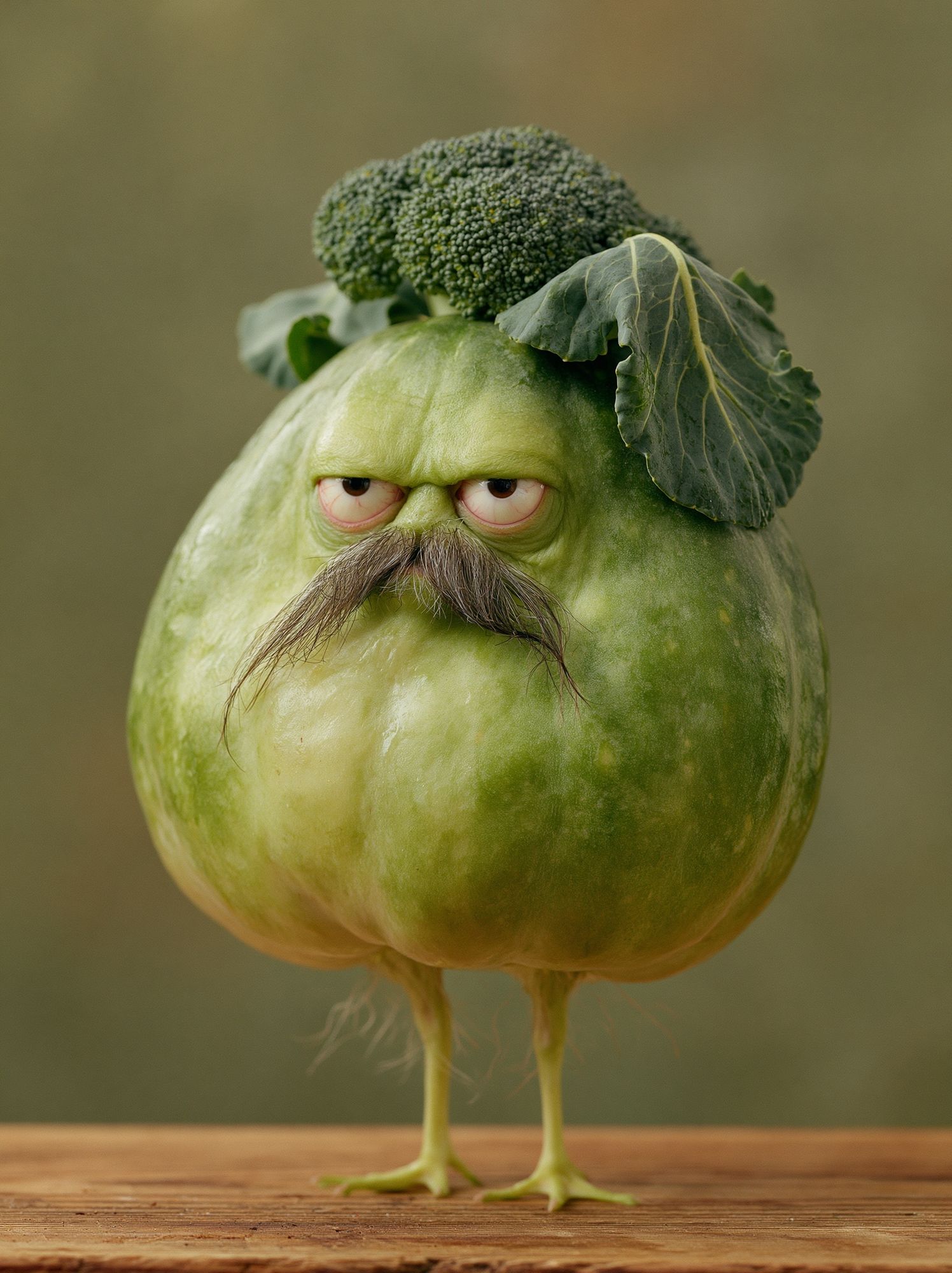 Broccoli Bird Portrait Print. poster detail