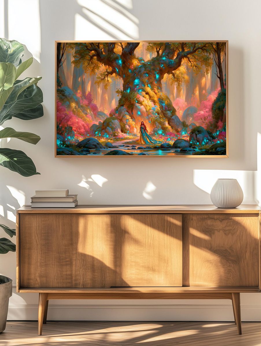 Enchanted Forest Guardian Illustration Poster. — room view 3